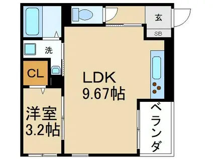レガリスト枚方市駅(1LDK/2階)の間取り写真