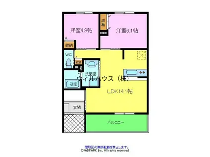 UNIVALY JEW Ⅰ(2LDK/1階)の間取り写真