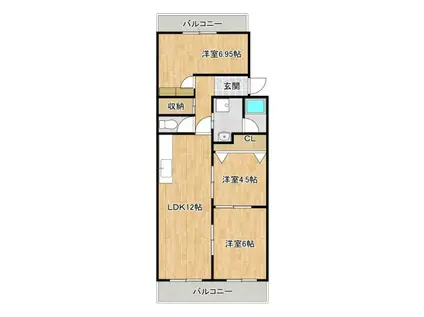 サンヴェール高槻(3LDK/4階)の間取り写真