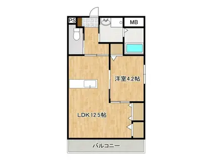 ライフサポートマンション彩里(1LDK/3階)の間取り写真