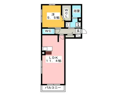 ソフィーユ・メゾン南福岡(1LDK/1階)の間取り写真