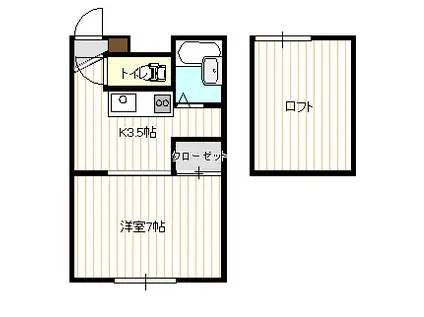 ドミール(1K/1階)の間取り写真