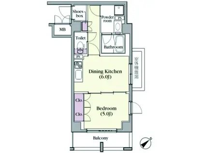 プラチナコート中目黒(1DK/2階)の間取り写真