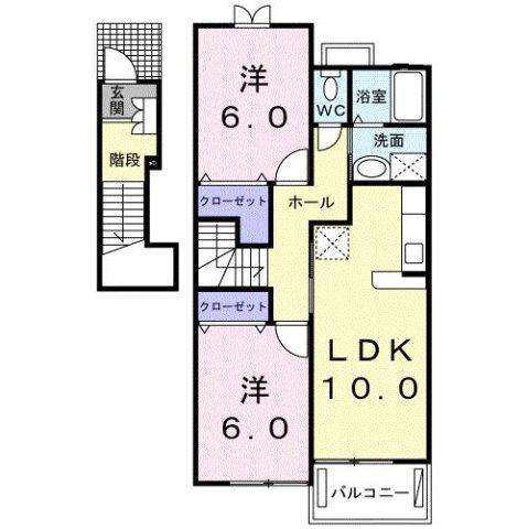 エレガンス・フィオーレ(2LDK/2階)の間取り写真