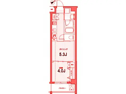 AXAS菊名LR(1DK/2階)の間取り写真