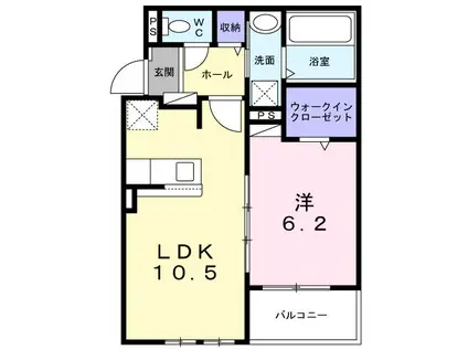 フォレストヴィラIII(1LDK/2階)の間取り写真