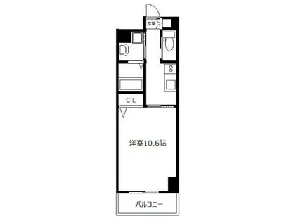 ウェルカム県庁口(1K/3階)の間取り写真