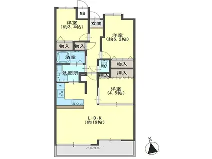 サンヴェール舞子壱番館(3LDK/1階)の間取り写真