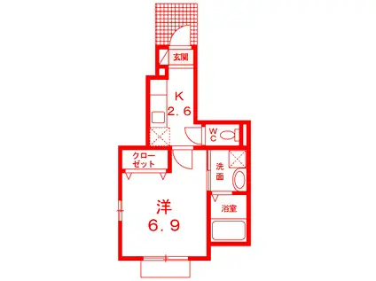 サザンクロス(1K/1階)の間取り写真