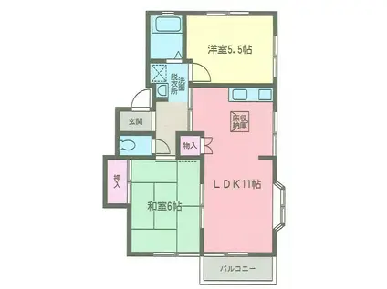 ウイング中丸(2LDK/2階)の間取り写真