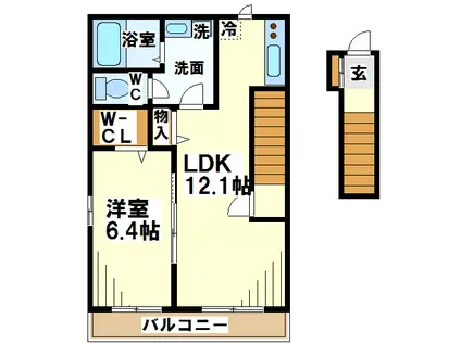 アンバーガーデンイースト(1LDK/2階)の間取り写真