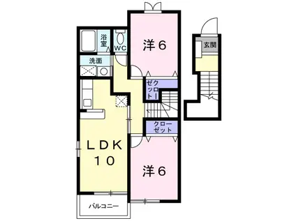 アローザ25A(2LDK/2階)の間取り写真