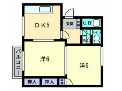 ディアスみくまり(2DK/1階)の間取り写真