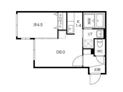 ELENDIL エレンディル(1DK/4階)の間取り写真