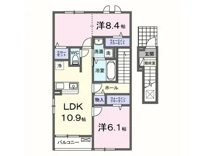 パークサイド車屋(2LDK/2階)の間取り写真