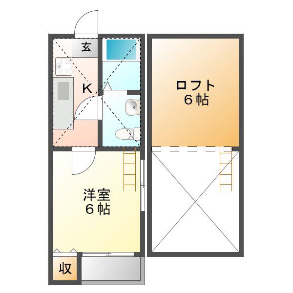 エスポワール本陣(1K/2階)の間取り写真