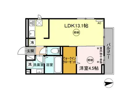 QUATTRO SOLDI(1LDK/1階)の間取り写真