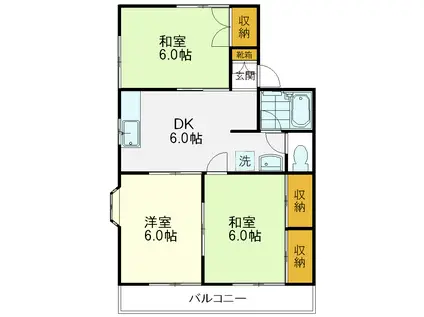 セジュール国立(3DK/2階)の間取り写真
