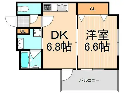 ユリカロゼ西新井駅前(1DK/7階)の間取り写真