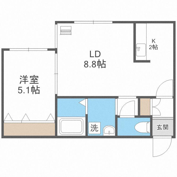 A BOND桑園 壱番館(1LDK/3階)の間取り写真
