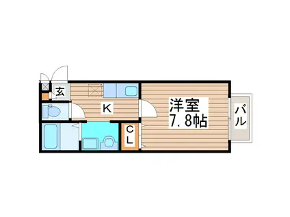 パセオ米ヶ袋(1K/2階)の間取り写真