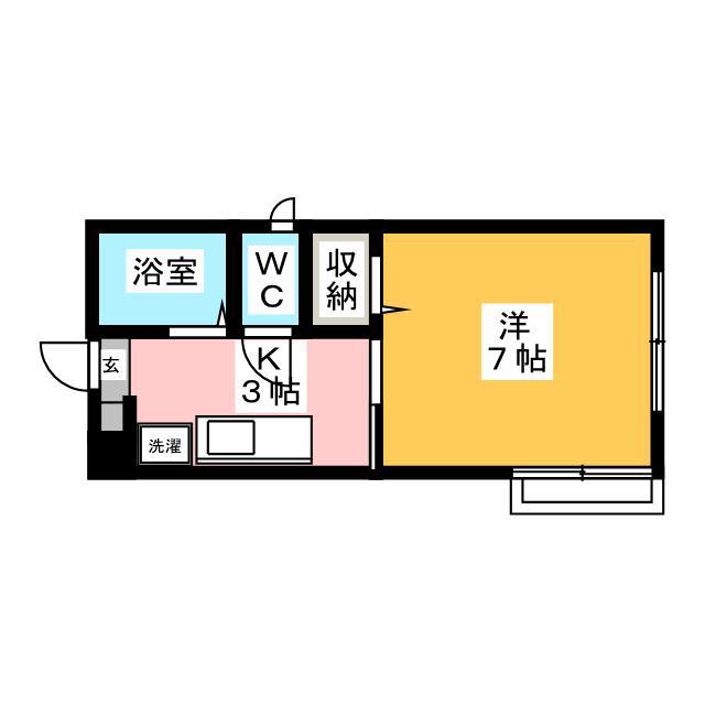 リバーサイドコートB(1K/2階)の間取り写真