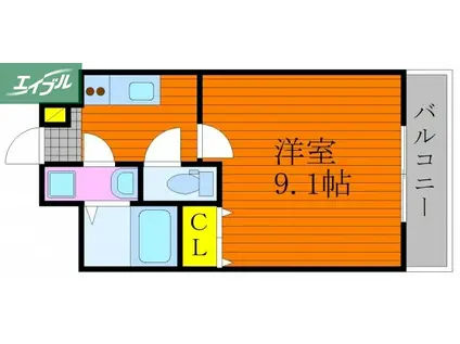 VENT VERT(1K/6階)の間取り写真