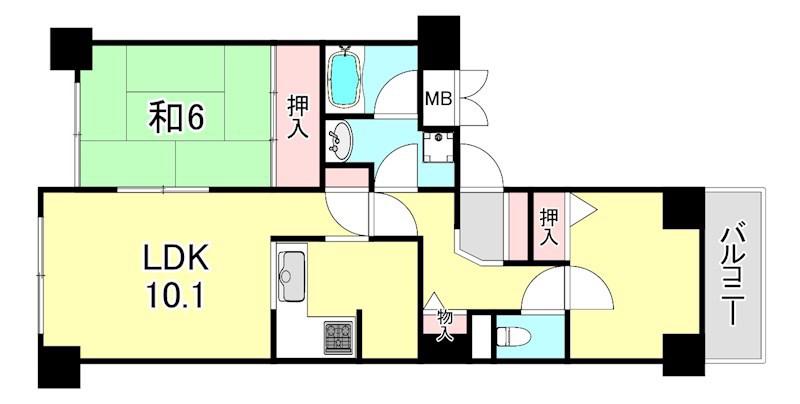 高取台ロイヤルマンション(2LDK/9階)の間取り写真