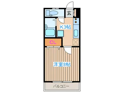 バ-シティハウス泉B(1K/4階)の間取り写真