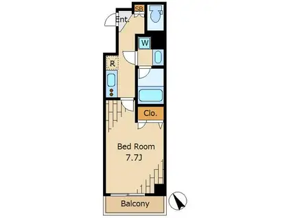 プレミアムキューブジー駒沢大学(1K/4階)の間取り写真