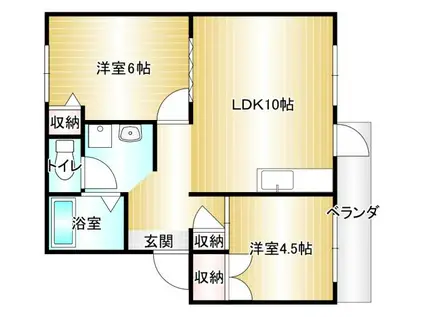 フェリス川津(2LDK/1階)の間取り写真