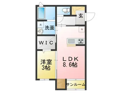 オランジュベール桑名(1LDK/1階)の間取り写真