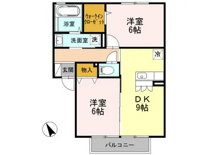 Rセレスト I(2DK/2階)の間取り写真