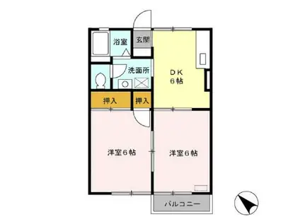 グリーンコーポ(2DK/1階)の間取り写真