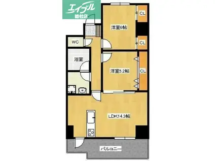 BELLA CASA ノース(2LDK/5階)の間取り写真