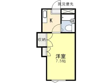 サザンコート(1K/4階)の間取り写真