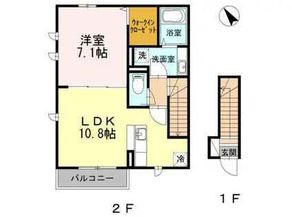 SUNRISE大井町(1LDK/2階)の間取り写真