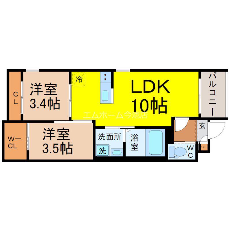 REGALEST名古屋駅前(2LDK/2階)の間取り写真