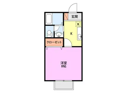 シティウイング(1K/2階)の間取り写真