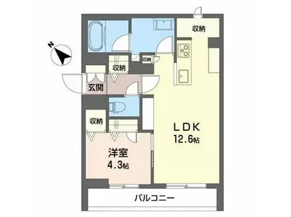 BEREO相生町壱番館 (1LDK/3階)の間取り写真