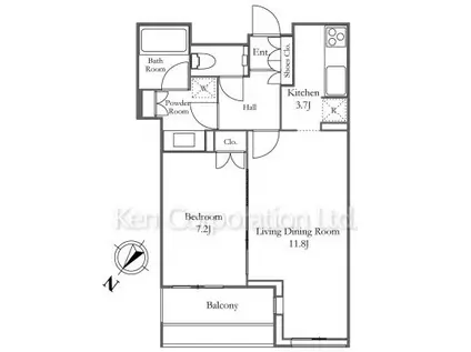 クロスエアタワー(1LDK/21階)の間取り写真