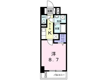 ベルフィオーレ(1K/3階)の間取り写真