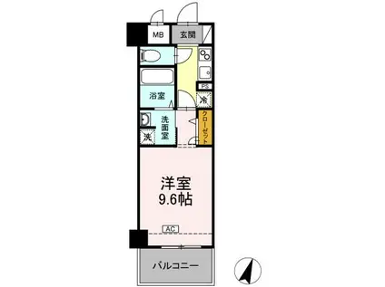 セレーノ福山駅前(1K/2階)の間取り写真