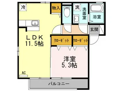 インシャラー(1LDK/2階)の間取り写真