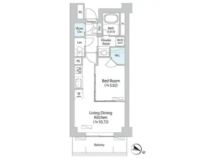 パークアクシス千歳船橋(1LDK/2階)の間取り写真