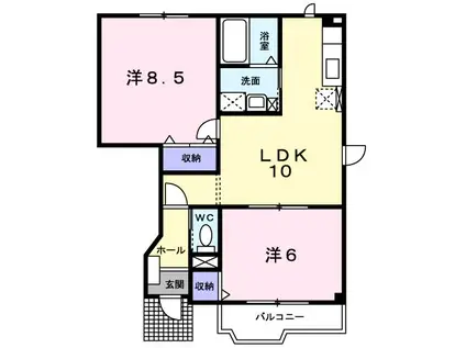 パルーデI(2LDK/1階)の間取り写真