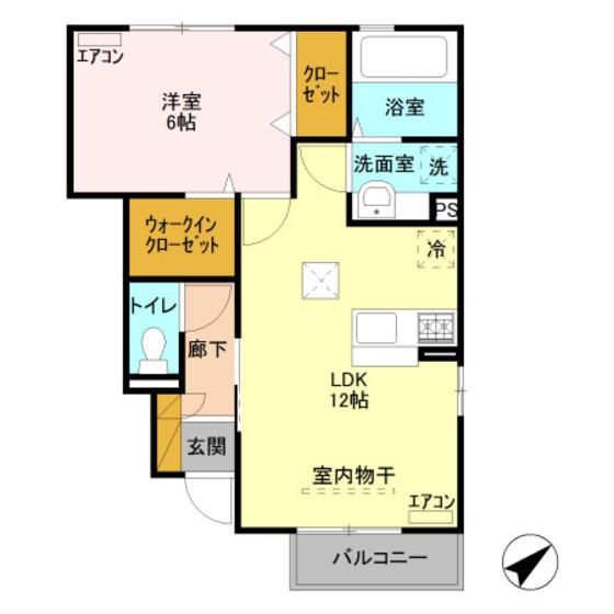 グレイスガーデン椿(1LDK/1階)の間取り写真