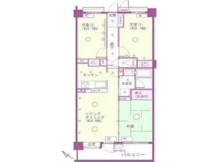 クリオ町田弐番館(3LDK/3階)の間取り写真