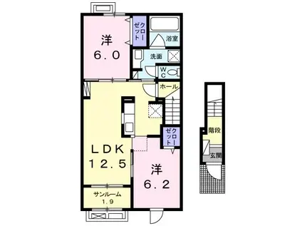 オーキッド(2LDK/2階)の間取り写真