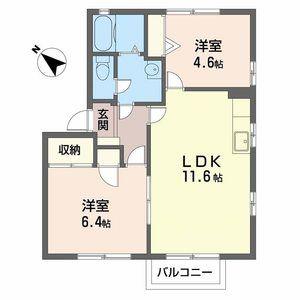 フォーレス佐土A棟(2LDK/2階)の間取り写真